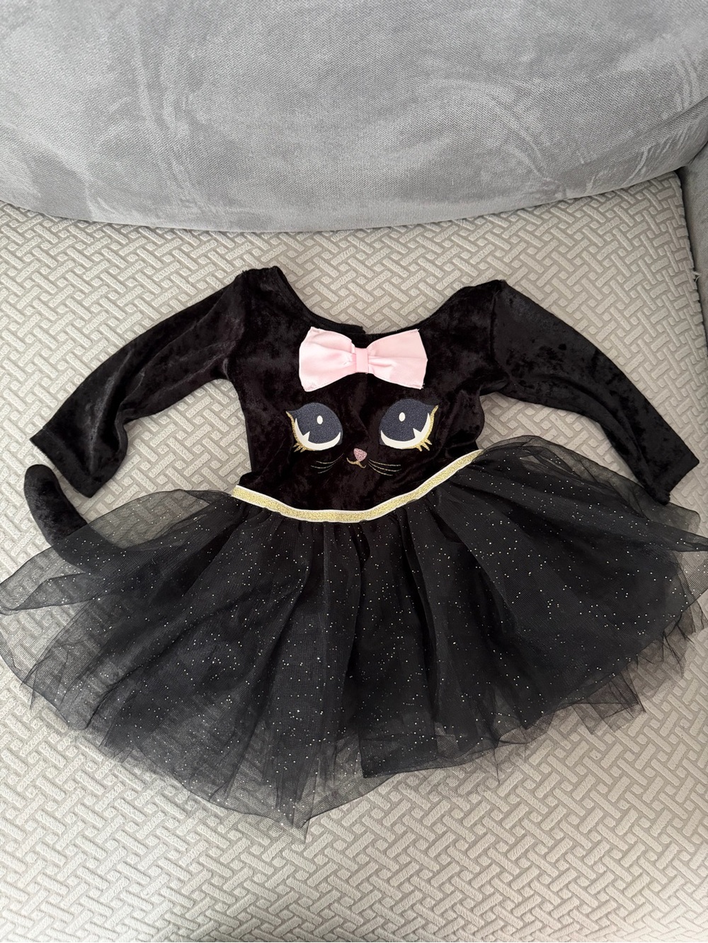 Brand New! H&M Black Cat Tutu Dress with Pink Bow